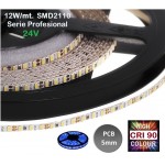 Tira LED 5 mts Flexible 24V 60W Estercha (4mm) 1330 Led SMD 2110 IP20 Azul, Serie Profesional IRC >90 Tira LED 5 mts Flexible 24V 60W Estercha (4mm) 1330 Led SMD 2110 IP20 Azul, Serie Profesional IRC >90